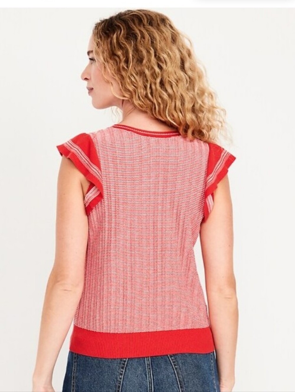 Old Navy Xxl Flutter-Sleeve Sweater Tank Vest Coral Brand New - Picture 5 of 16